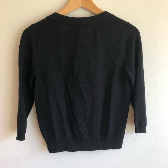 Banana Republic 100% Merino Wool Black Tie Neck Cardigan Shrug - Picture 5 of 6